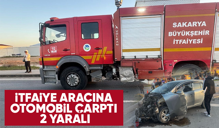 Yangına giden itfaiye aracına otomobil çarptı