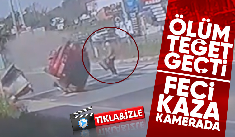 Yayanın saniyelerle ölümden döndüğü feci kaza kamerada