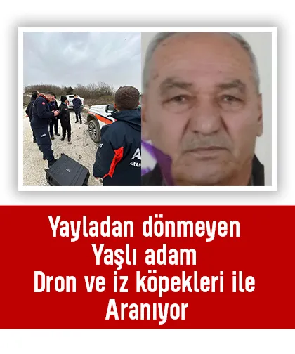 Yayladan dönmeyen yaşlı adamı bulmak için iz köpekleri ve dron devrede