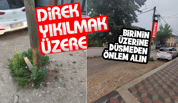 Yıkılmak üzere olan direk tehlike oluşturuyor