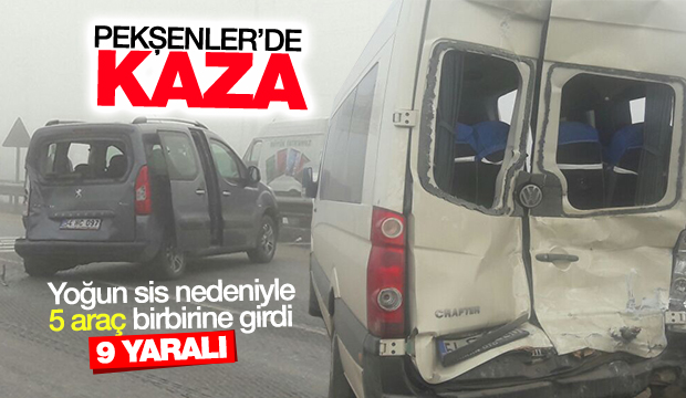 Yoğun sis nedeniyle 5 araç birbirine girdi