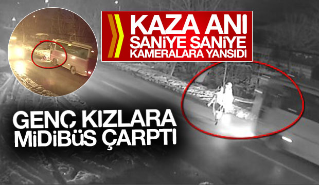 YOLDAN KARŞIYA GEÇEN YAYALARA MİDİBÜS ÇARPTI