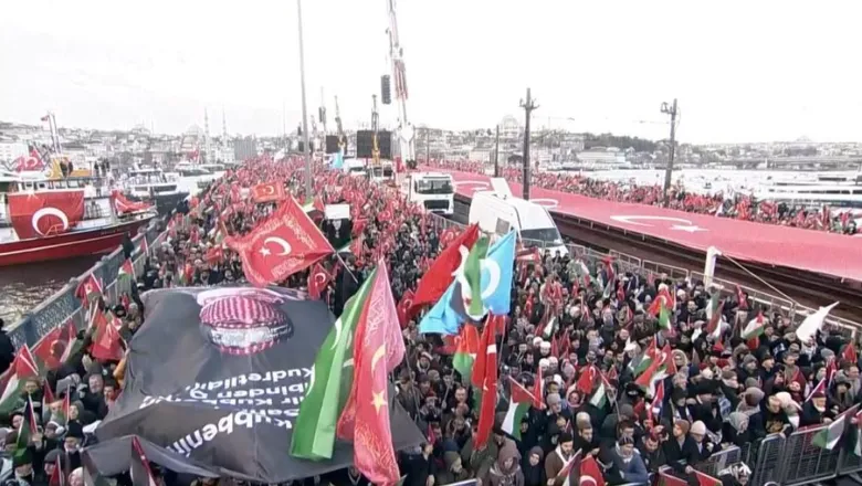 Yüz binler Filistin için tek yürek oldu