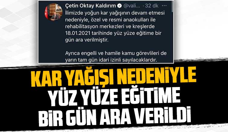 Yüz yüze eğitime bir gün ara verildi