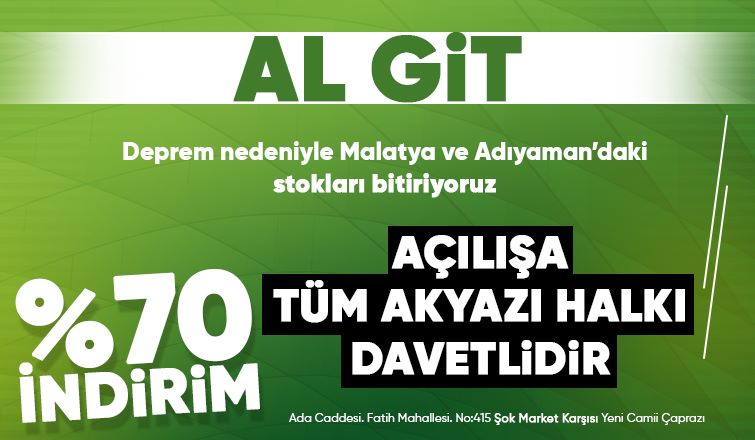 Yüzde 70'e varan indirim sizleri bekliyor