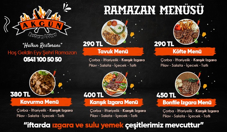 Zengin Menü Eşliğinde İftar Keyfi Akgün Restoran'da