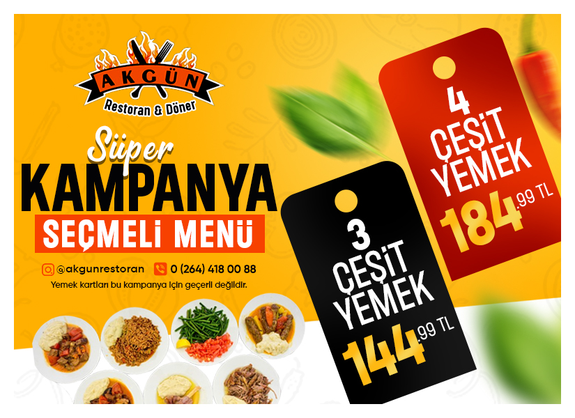 Akgün Restoran  Yemek Çeşitleri