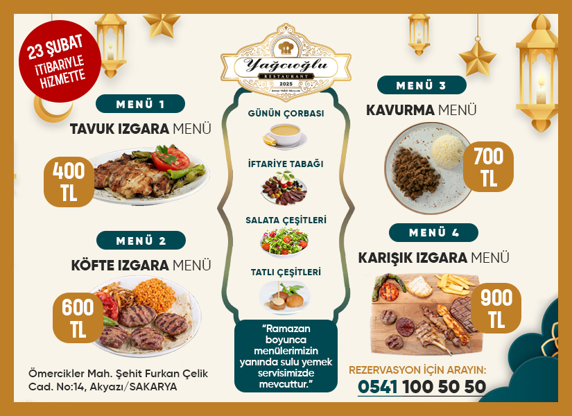 Yağcıoğlu Restorant - Ramazan Menü