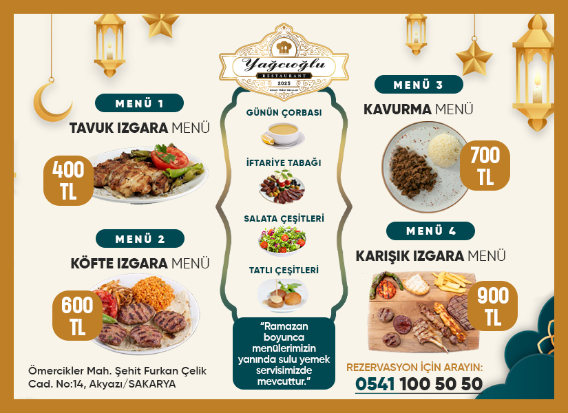Yağcıoğlu Restorant - Ramazan Menü