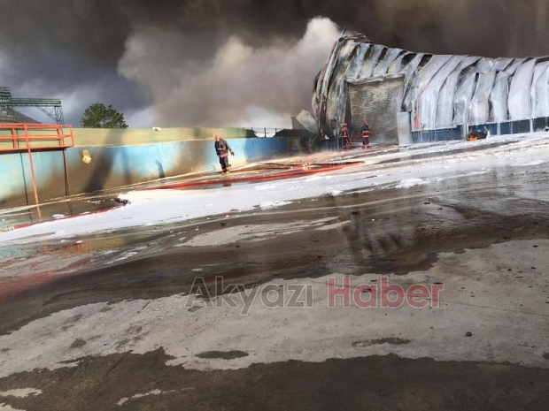 Hendek'te fabrika alev alev yandı