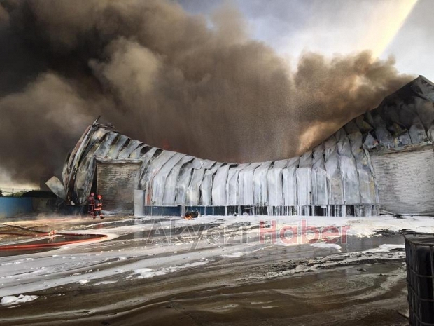 Hendek'te fabrika alev alev yandı