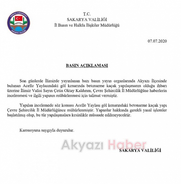 Acelle Yaylasında Başlatılan İnşaatlar Mühürlendi