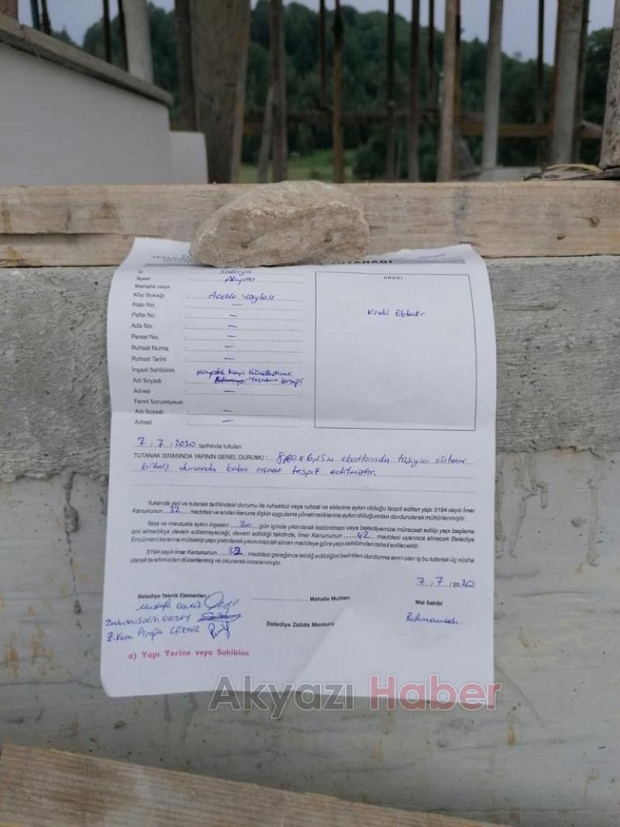 Acelle Yaylasında Başlatılan İnşaatlar Mühürlendi