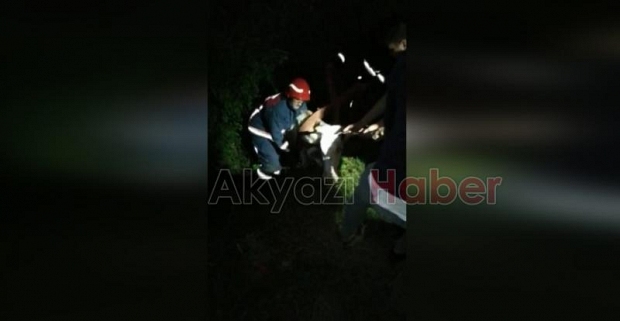 Kanala düşen inek böyle kurtarıldı