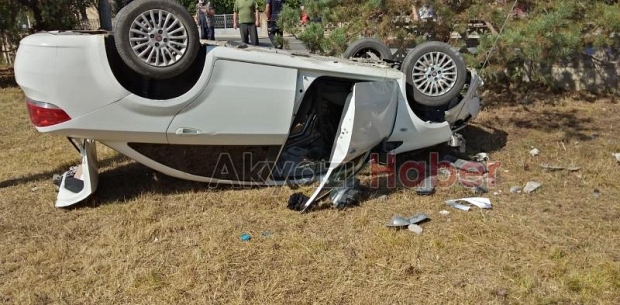 Virajı alamayıp takla attı