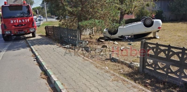 Virajı alamayıp takla attı