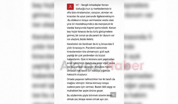 Kenan Sofuoğlu'ndan kiracı açıklaması