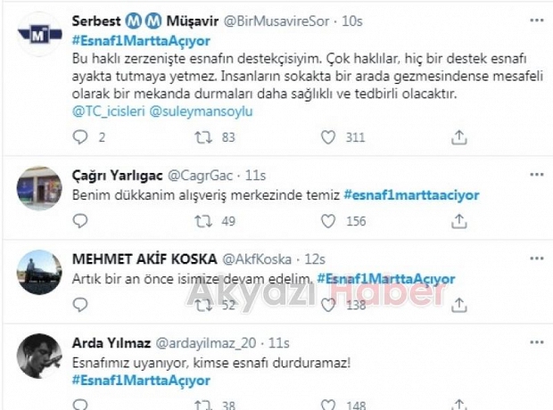 Esnaf1MarttaAçıyor hasthagı gündem oldu