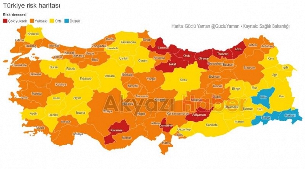 Risk haritasını paylaştı; Sakarya hangi kategoride?