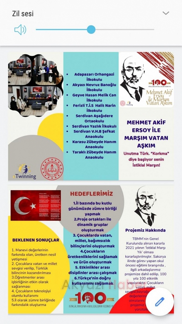 Akyazı'da Anaokulu öğrencilerinden İstiklal Marşı etkinliği