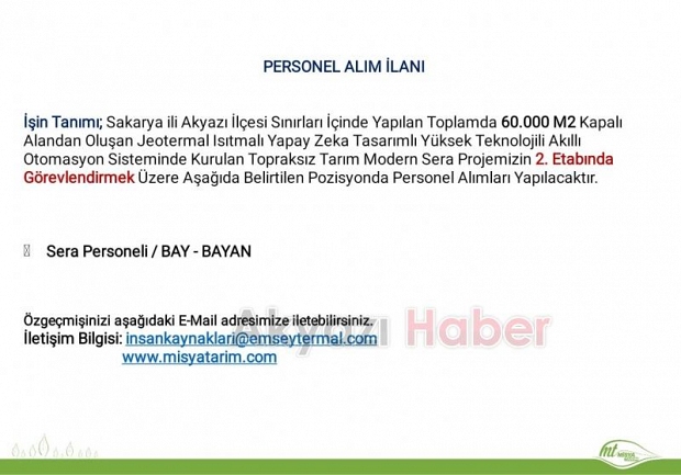Personel alınacak