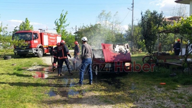 Evin bahçesinde alev alev yandı
