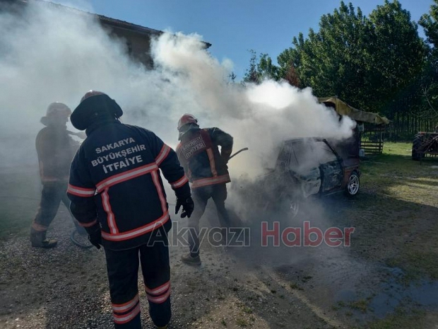 Evin bahçesinde alev alev yandı