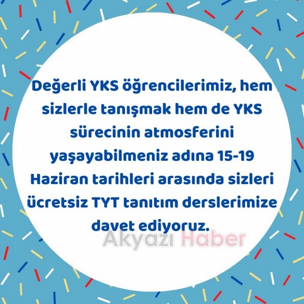 Ücretsiz TYT tanıtım dersleri başlıyor