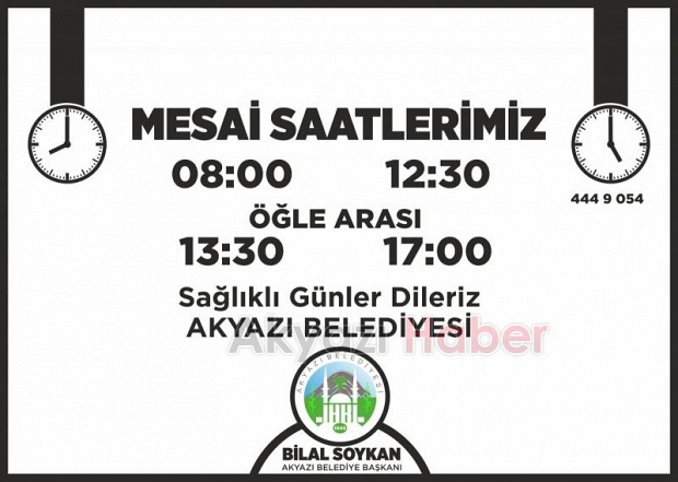 Akyazı Belediyesinin çalışma saatleri güncellendi