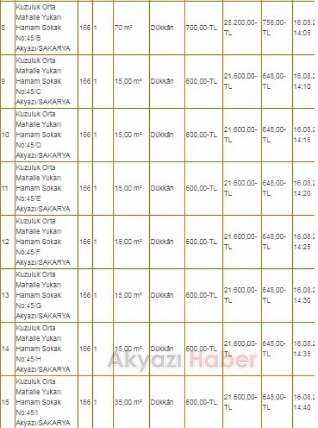 Akyazı Belediyesi'nden kiralık tuvalet, akaryakıt istasyonu, çay bahçesi