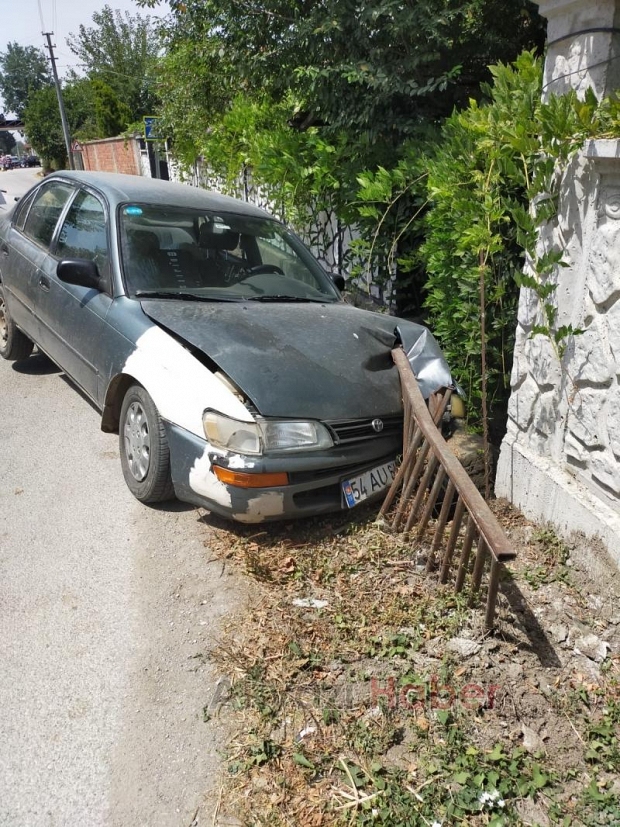 Yoldan çıkıp bahçe demirine çarptı: 1 yaralı