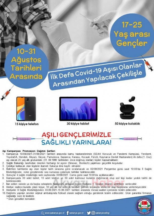 Aşı olan gençlere akıllı telefon, tablet, kulaklık hediye