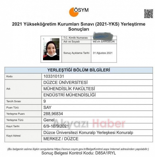 Sınava birlikte giren baba kız ayrı okullara yerleşti