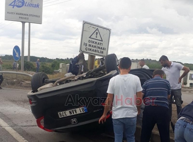 Otomobil takla attı Düzceli aile ölümden döndü