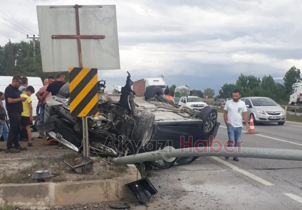 Otomobil takla attı Düzceli aile ölümden döndü
