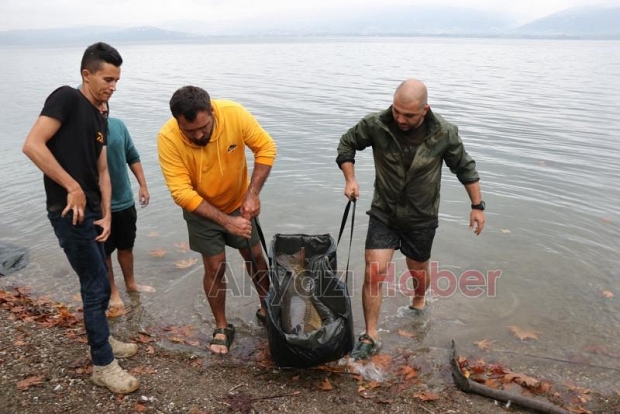 Sapanca Gölü’nde 23 kiloluk dev sazan yakaladı