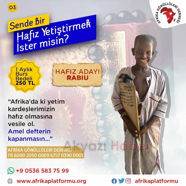 Afrika Gönüllüleri Derneği'nden Sende Bir Hafız Yetiştirmek İstermisin çalışması