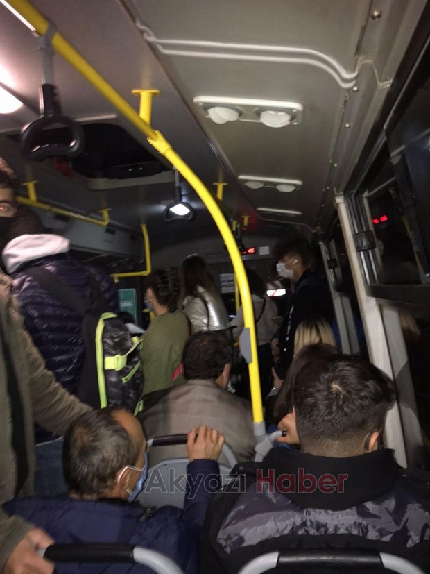 Akyazı otobüsünde tıka basa yolcu tepkisi