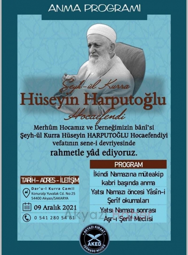Hüseyin Harputoğlu hoca için anma programı düzenlenecek