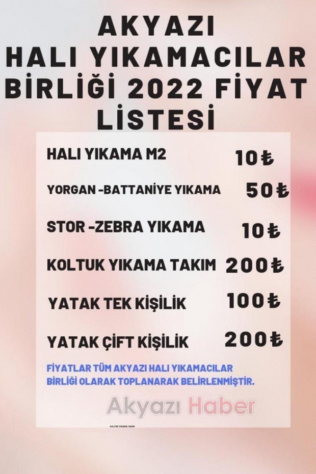 Halı Yıkamacılar Birliği Fiyatları açıkladı
