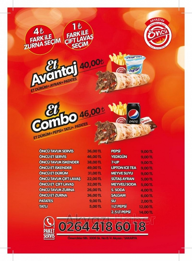 Öncü Döner'den Zurna Menülerde kampanya