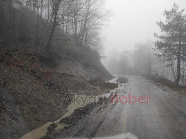 Akyazı'da heyelan yol kapandı