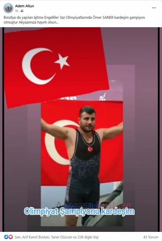  Ömer Saner Olimpiyat Şampiyonu