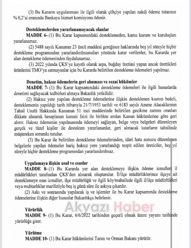  Buğday ve arpa üreticilerine destek ödemesi yapılacak