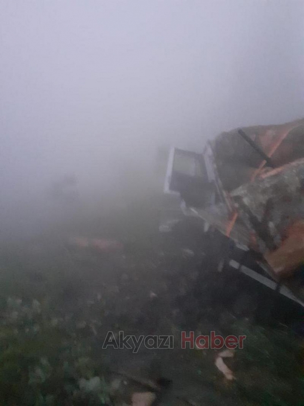 Tomruk yüklü kamyonun freni patladı, faciadan dönüldü