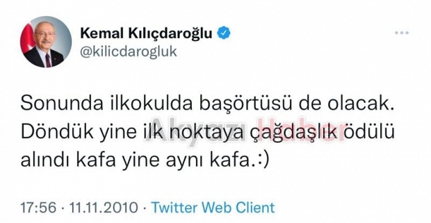 Kılıçdaroğlu, ilkokulda başörtüsü olmasına da karşı çıktı