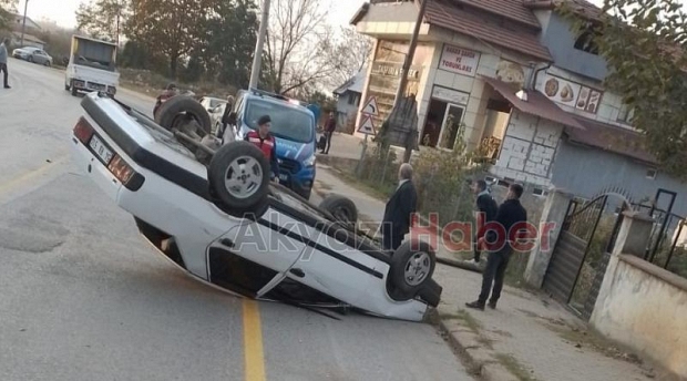 Otomobilin takla attığı anlar kamerada