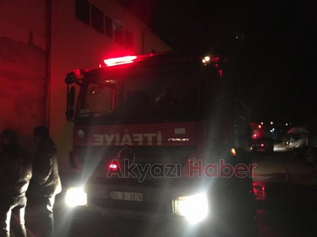 Akyazı'da halı fabrikasında yangın