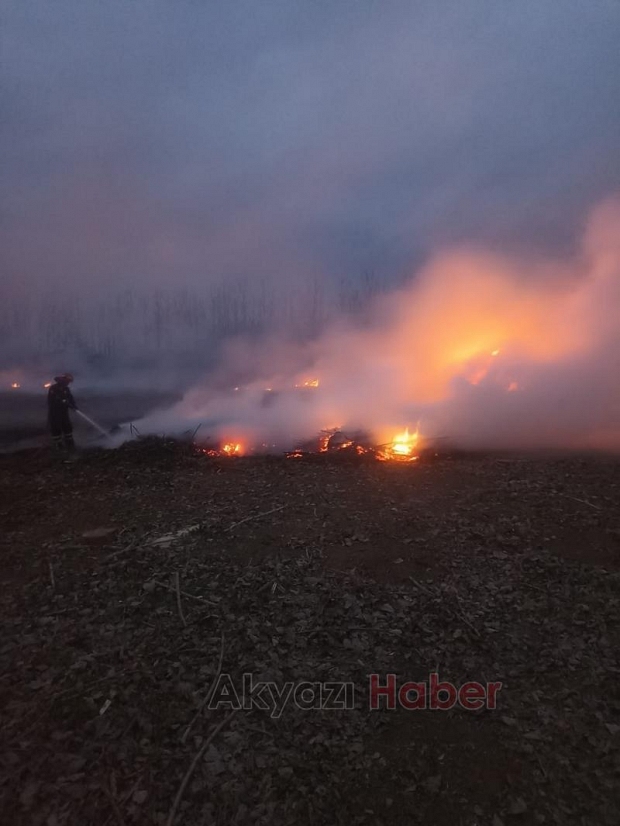 Tarlada yakılan ateş ekiplerce söndürüldü