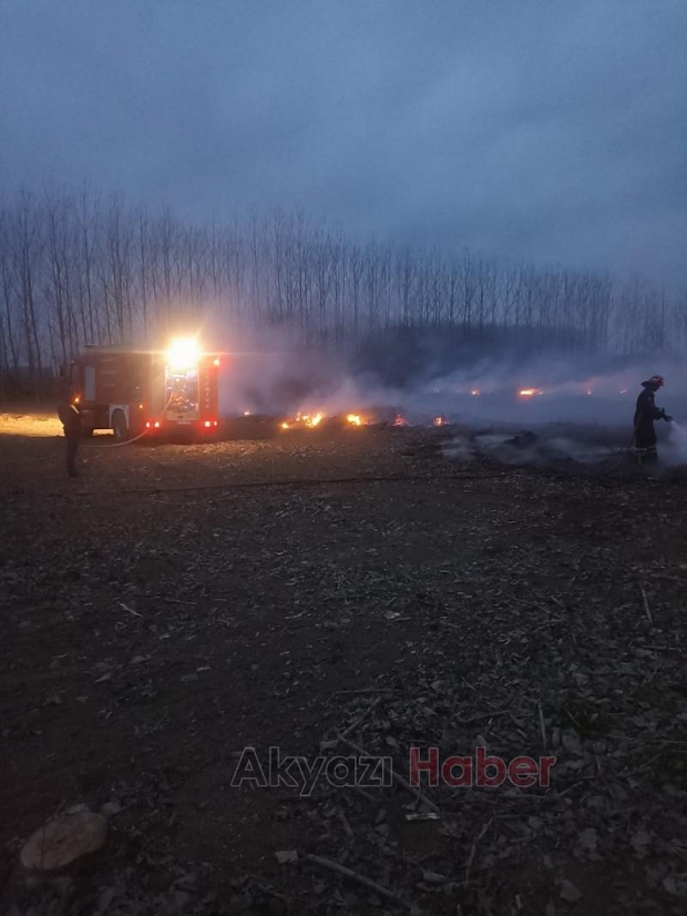 Tarlada yakılan ateş ekiplerce söndürüldü
